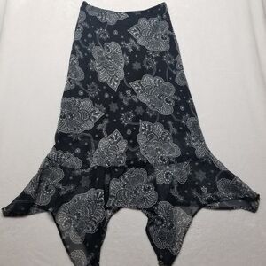 Zero Zero M Skirt Midi Chiffon Paisley Sheer Partially Lined Whimsigoth Witchy